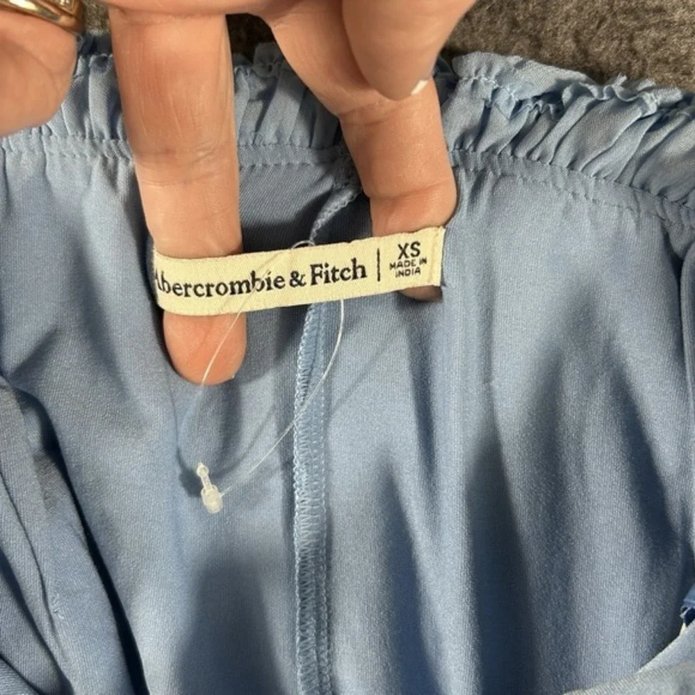 Abercrombie and‎ Fitch Sheer Ruched Skirt Blue Undershorts XS Preppy Mini Skort